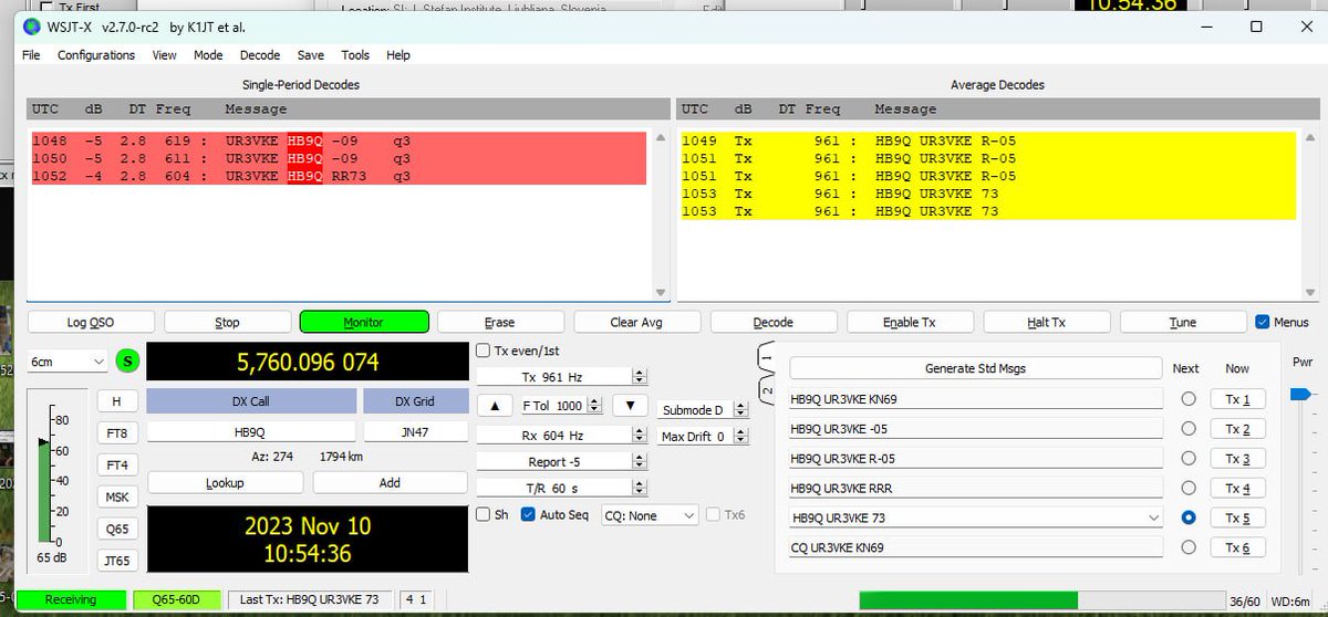 I'm on the moon, first QSO with HB9Q. Continuing activity on EME in Ukraine