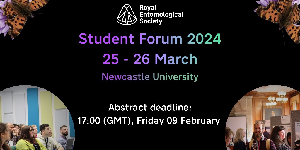 We are delighted to announce details of our 2024 #StudentForum! This annual two-day, hybrid #event is aimed at #undergraduate and #postgraduate #students studying insects and will be held on 25 - 26 March at @UniofNewcastle. royensoc.co.uk/event/student-… #SF24 #InsectScience