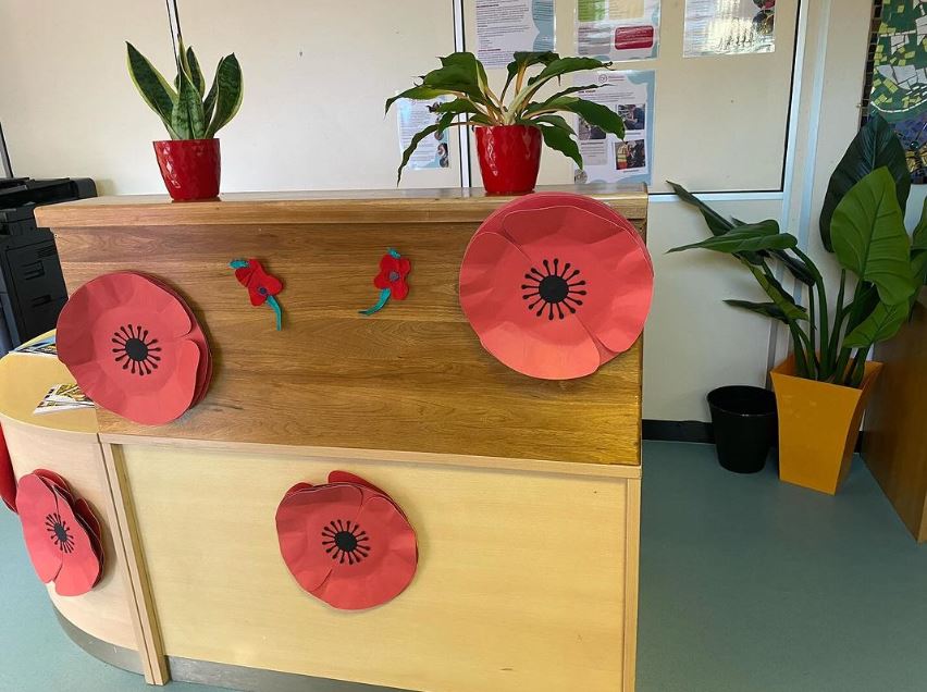 Lovely giant poppies made by our Lifeworks College students #RemembranceDay #Remembrance #LestWeForget