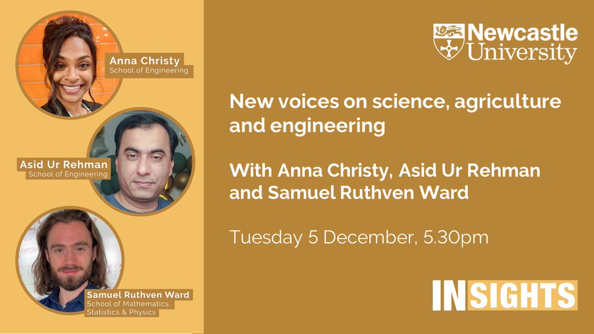 🏆The winners of this year’s ‘New voices on science, agriculture and engineering’ competition are: Anna Christy @EngineeringNCL Asid Ur Rehman @Sage_NCL Samuel Ruthven Ward @NCLMathsStats Join us on 5 Dec to learn about their exciting research: bit.ly/3Lc8Tns