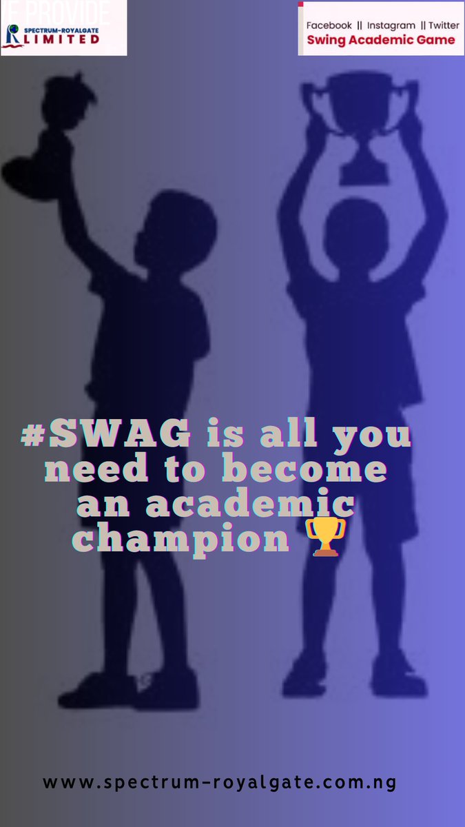 Help your child/ward become an academic champion 🏆 using SWAG.

#watchout #swaglearninginnovation #swingacadicgame(SWAG) #swagboard #swagapp #swagchampionship #learningmadeeasy #ComingSoon