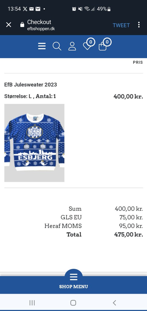 Bestellt mit meinen limitierten dänisch Kenntnissen <a href="/EsbjergfB/">Esbjerg fB</a>