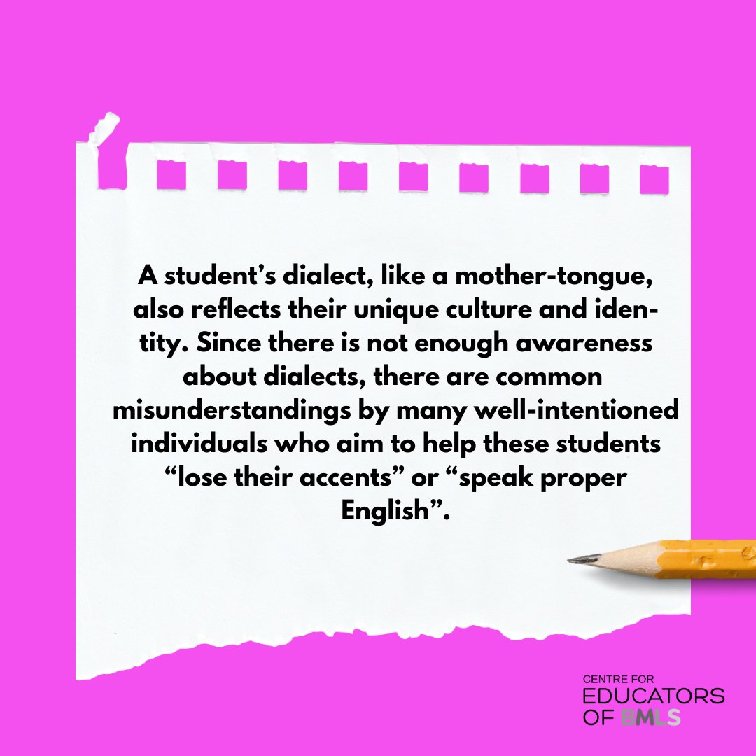 educatorsofbmls's tweet image. Dialects are a vital part of a student's identity. Let's learn from each other and celebrate our differences. 🌟🎓

#bmls #educatorsofbmls #eslstudents #ealteacher #ellteachers #internationalteacher #ibteacher #bilingual #multilingual #multilingualism