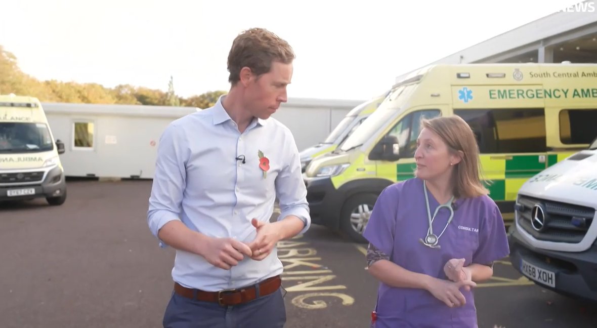 WATCH: We spent the day at Basingstoke Hospital, where they're bracing for a busy winter. By 8am in the Emergency Department, all of the beds were full and patients were waiting up to 8 hours to be seen by a doctor. itv.com/news/2023-11-0… @HHFTnhs | @DrSarahNoble | @itvnews