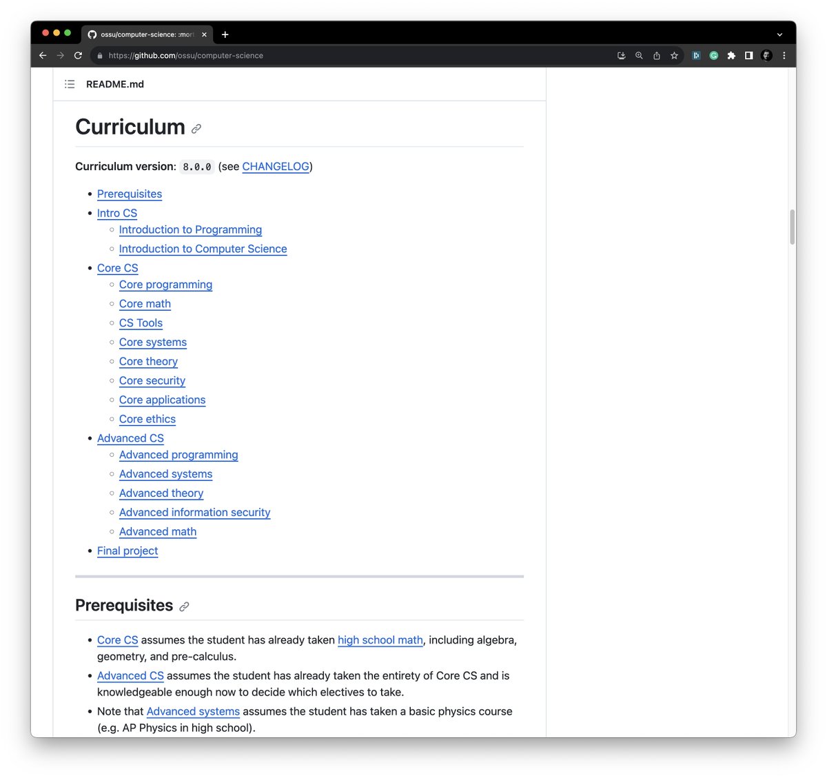 svpino's tweet image. Here is a 100% free Computer Science curriculum.
There are 2 years' worth of content here assuming you dedicate ~ 20 hours every week.
It starts from zero.
There's a lot here. Probably the only place you need to visit to improve yourself.
github.com/ossu/computer-…