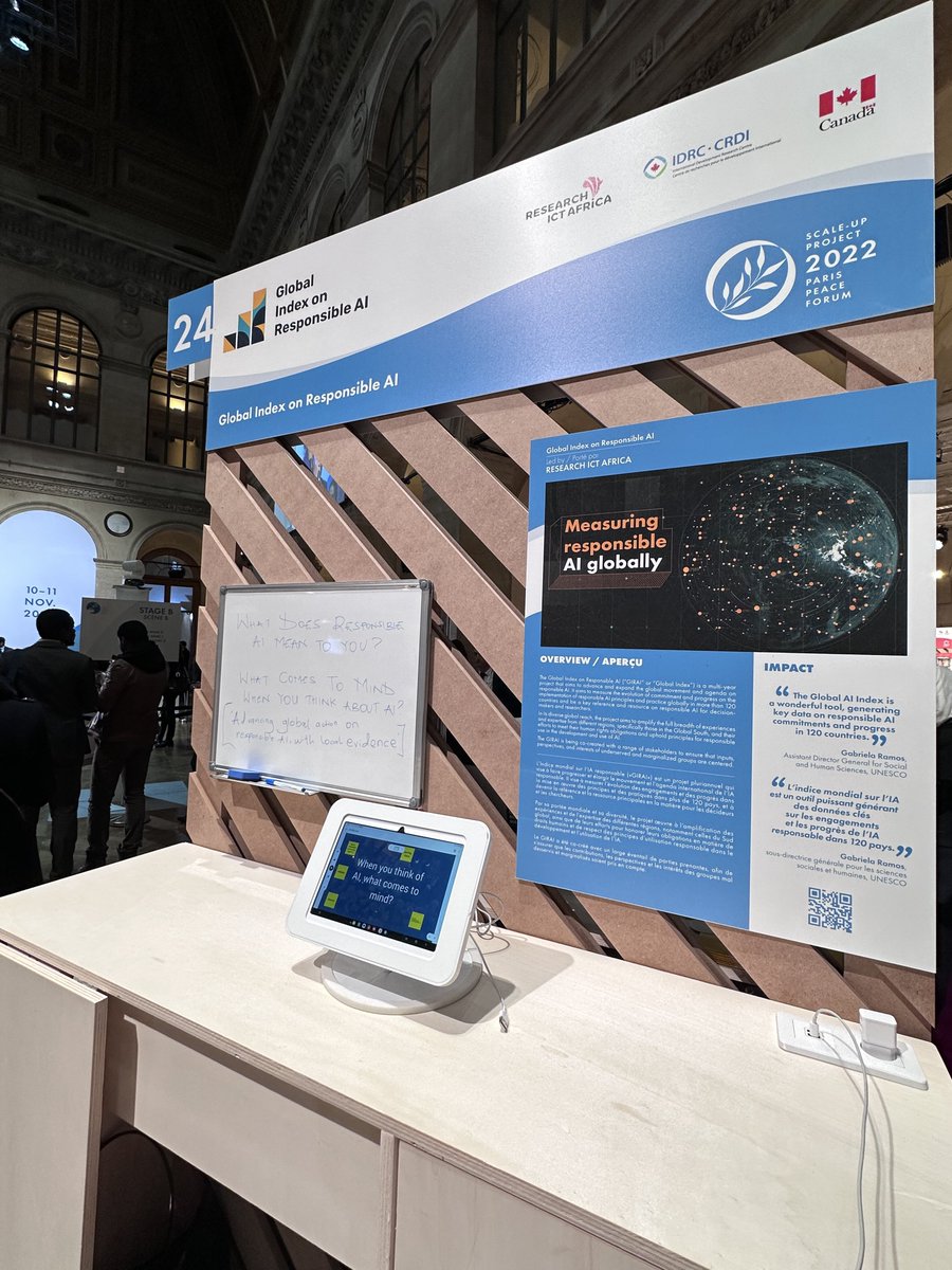 “How does AI play out in your day-to-day life?”

From project leaders to media, we’re getting insights on what #ResponsibleAI means to you. 
 
Pop by booth 24 and join the conversation.

#PPF2023 #SolutionsForPeace #GlobalIndexonResponsibleAI #ParisPeaceForum2023