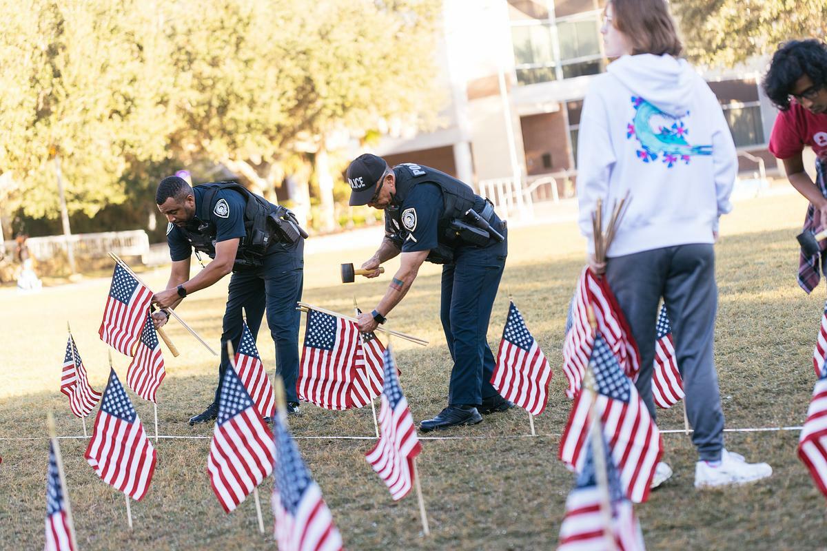 Volunteers came together this week to plant over 1,500 American flags on Memory Mall, honoring our veterans in the UCF community and beyond. 🇺🇸

In observance of Veterans Day, campus will be closed on Friday, November 10.