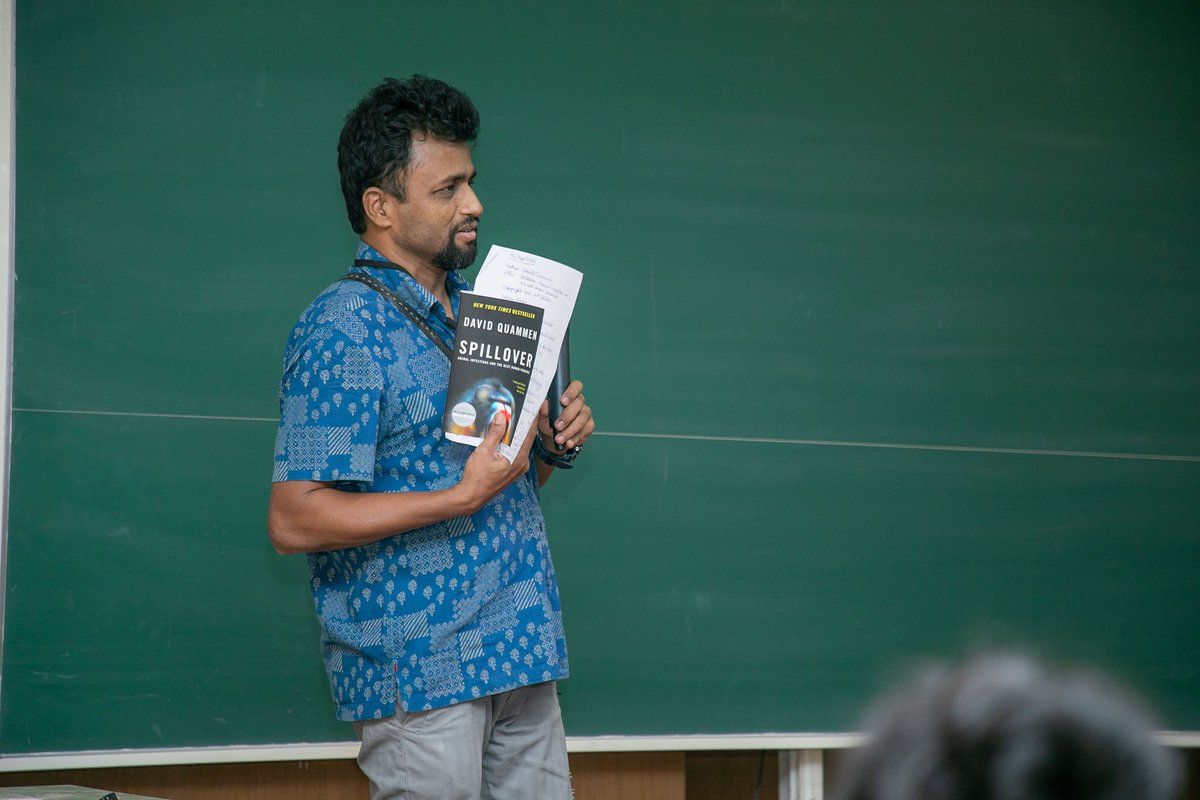 AthaleLab's tweet image. My first book club. Ever. And it&apos;s #spillover by @DavidQuammen at #iiserpune