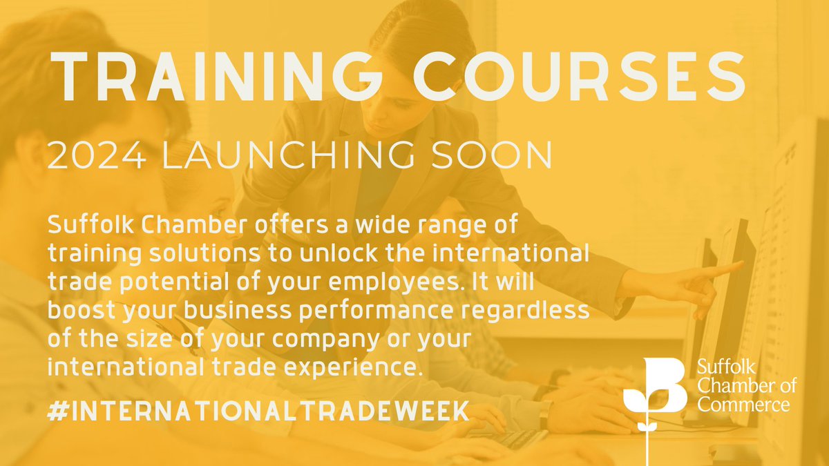 📄 Sign-up for the International Trade Newsletter to hear about the 2024 courses COMING SOON 🌍
💌suffolkchamber.co.uk/international-…
#ExportingMadeEasy #SuffolkBusiness #ITW2023 #TradeWeek #SoldToTheWorld #TradeWeek