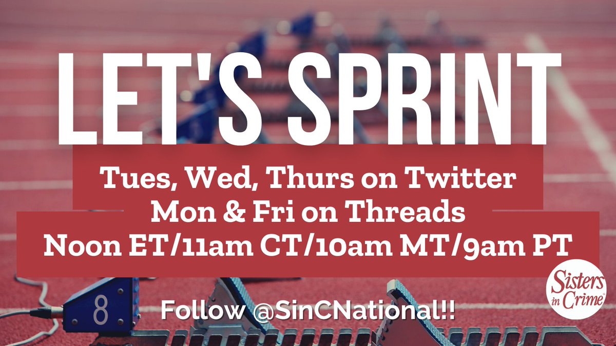TODAY IS A SPRINT DAY!  

Join us on Threads at Noon ET and bring your #Nanowrimo2023 project! We'll rack up the word counts TOGETHER!  

More on #SinC's #NaNoWriMo2023 offerings here: sistersincrime.org/page/SinCNaNo23 

#Nanowrimo2023 #NaNoWriMo #WritingCommunity #mystery #writerslife