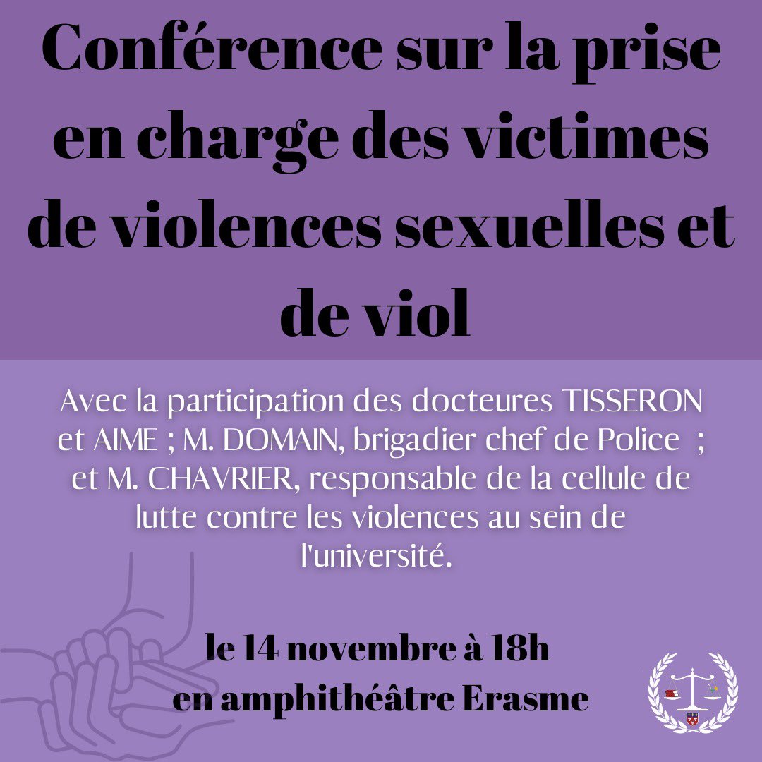Hello hello 👋

Le pôle prévention et innovation sociale de la Corpo Droit Orléans organise le mardi 14 Novembre 2023 de 18h à 20h une conférence sur la prise en charge des victimes de violences sexuelles et de viol, en amphithéâtre Erasme. 

On vous y attend nombreux !