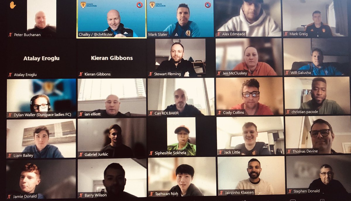 ch4lkster's tweet photo. Well done to all the coaches starting their @ScottishFA UEFA C Licence journey today. Lots of amazing input from everyone.
Thanks to co-pilot @CoachSlates and to those joining us from around the 🌎 
🏴󠁧󠁢󠁳󠁣󠁴󠁿🇺🇸 🏴󠁧󠁢󠁥󠁮󠁧󠁿 🇮🇳 🇿🇦 🇹🇷 🇴🇲 🇫🇷 🇨🇦 🇪🇬 ⚽️ https://t.co/EQrIGrXw7i