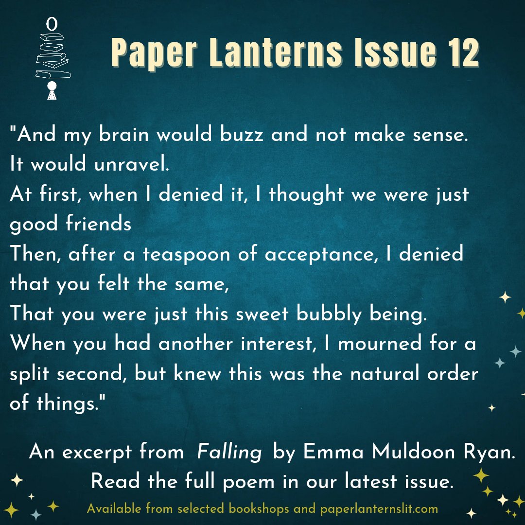 Falling by Emma Muldoon Ryan is just one of the wonderful poems published in our latest issue. You can find this & lots more treasures in Paper Lanterns Issue 12. Available from selected bookshops & paperlanternslit.com #paperlanternslit #poetry #amwriting