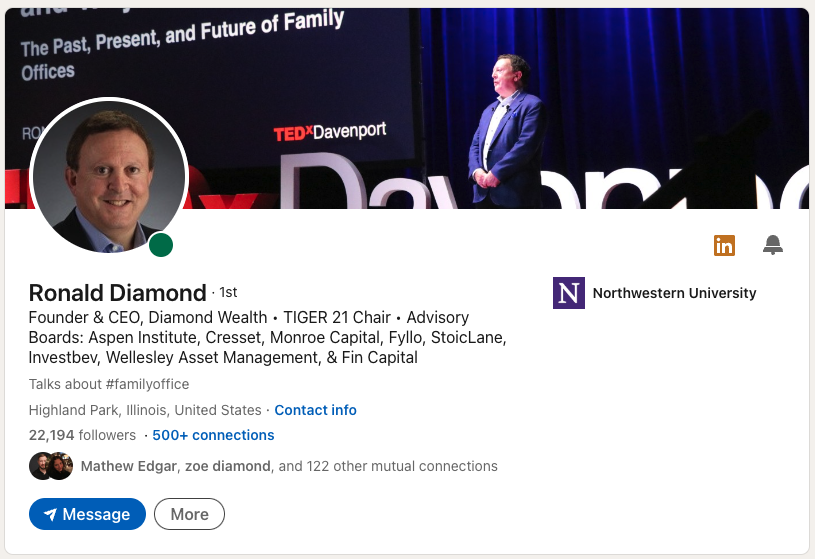 RonDiamond23's tweet photo. Please join me on #linkedin https://t.co/ArTprdU5iU #rondiamond #familyoffices #familyoffice #wealthmanagement https://t.co/GnJuPO3p3z