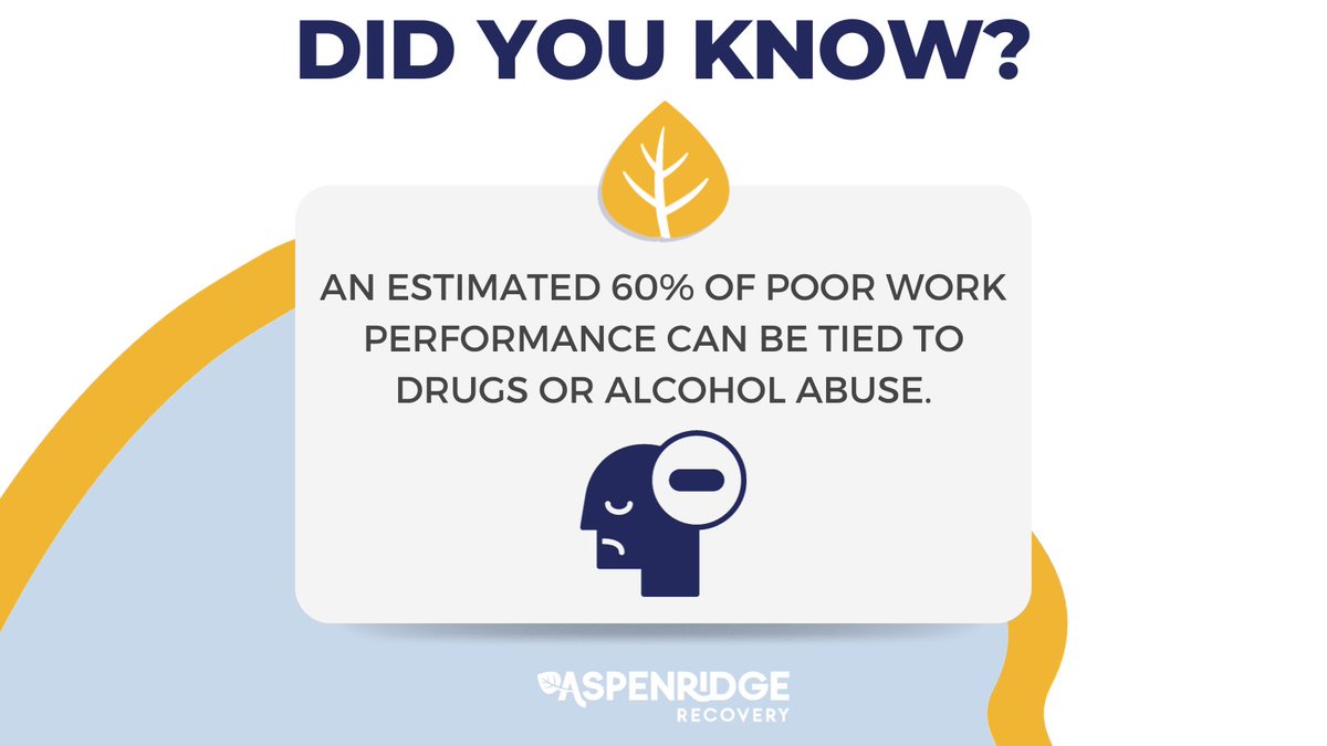 AspenRidgeRec's tweet photo. Did you know? 🤔 An estimated 60% of poor work performance can be tied to drug or alcohol abuse. At AspenRidge, we're here to help individuals regain control of their lives, enabling them to thrive both personally and professionally. 💼💪

#Rehab #Drug #SubstanceAbuse #Alcohol https://t.co/TXY127IMPi