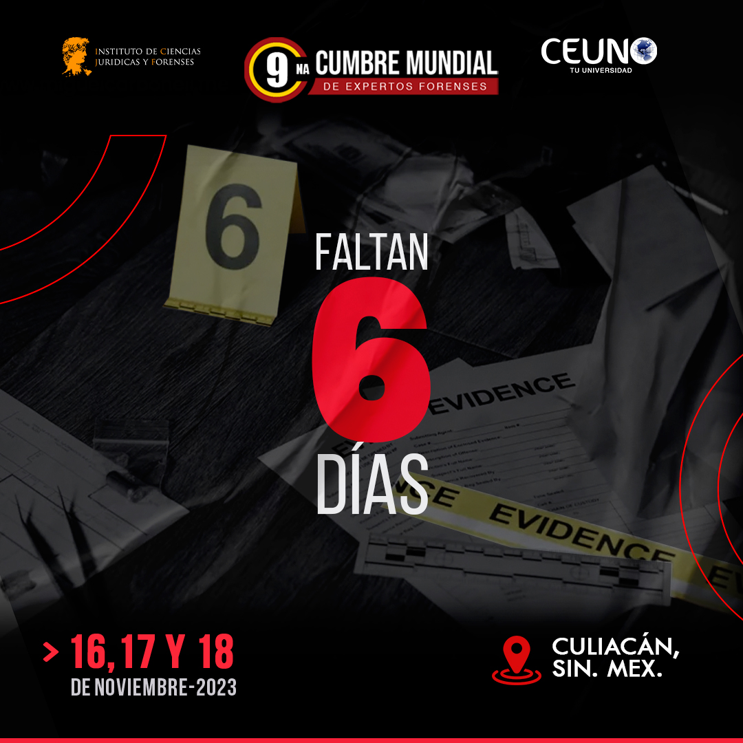 ¡Estamos a 6 días, cada vez más cerca! 😱😱😱 👉9na Cumbre Mundial de Expertos Forenses💀🔍⚖🇺🇸🇲🇽🇦🇷🇧🇷🇪🇸 📍 Culiacán, Sin. 🗓 16, 17 y 18 de noviembre Online y presencial 👈 Estás a tiempo ¡Aparta tu lugar! 🎫 📲bit.ly/CEUNOPOSGRADOS #CMEF2023 #SomosICJF #SomosGladiadores