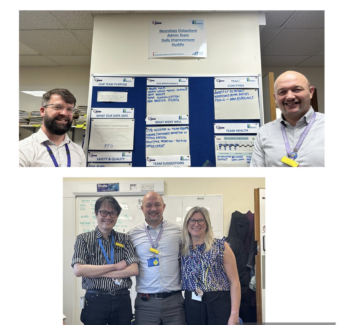 KellJHB's tweet image. Great to see our Neurology colleagues in action today. Thanks to all involved in our ‘go see’ with the admin Improvement Huddle &amp;amp; Merrivale Stroke MDT supporting improvement across #TeamMedicine 🙌 @BestRM7 @UHP_NHS @QAPlymouth @NeilHammacott1 #PeopleFirst #Learningthroughsharing