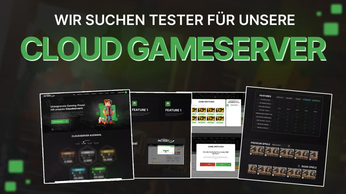 ⚠️ Produkttester gesucht ⚠️

Wir suchen 5  Tester für unser neues Produkt: Cloud Gameserver.

Wie wirst du ein Tester?
▶️ 1. Beitrag Retweeten &amp; Liken
▶️ 2. <a href="/MCHOST24/">MC-HOST24.de</a> folgen
▶️ 3. Kommentieren welche, mit welchen Games du dich auskennst 

Wir suchen unsere Tester am Mittwoch aus.
