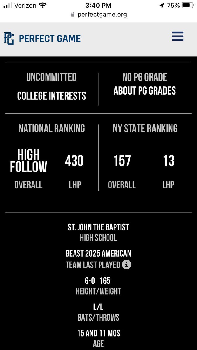 #13 LHP in NY
#157 Overall in NY
<a href="/JasonNeitz/">Jason Neitz</a> <a href="/SamTinkham/">Samuel Tinkham</a> <a href="/PatEgan32/">Pat Egan</a> <a href="/TK_Kiernan/">TK Kiernan</a> <a href="/TyKav12/">Tyler Kavanaugh</a> <a href="/EdKahovec/">Ed Kahovec</a> @coachnapBABO <a href="/Gierke12/">Shane Gierke</a>