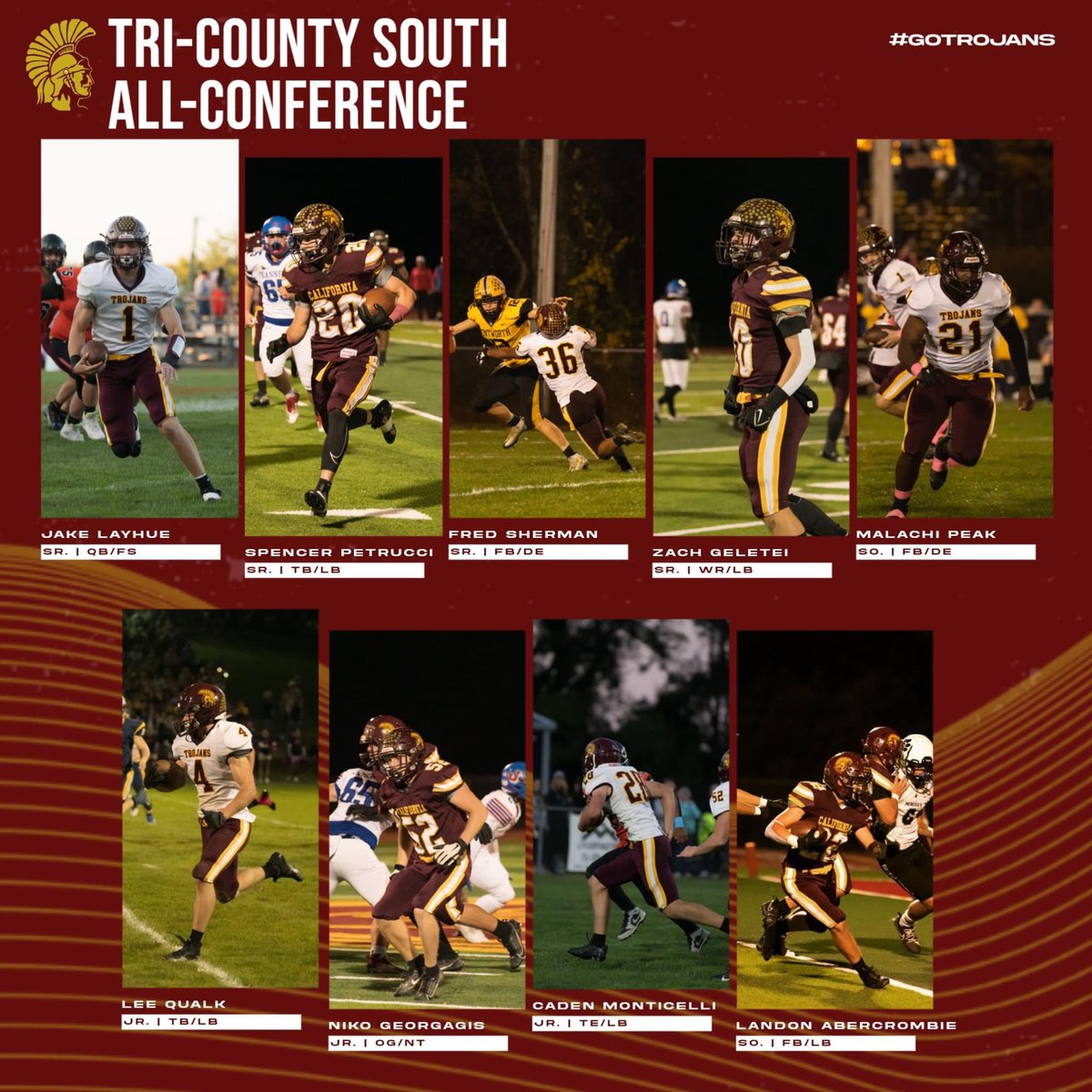 Congratulations to our Tri-County South All Conference Football Players