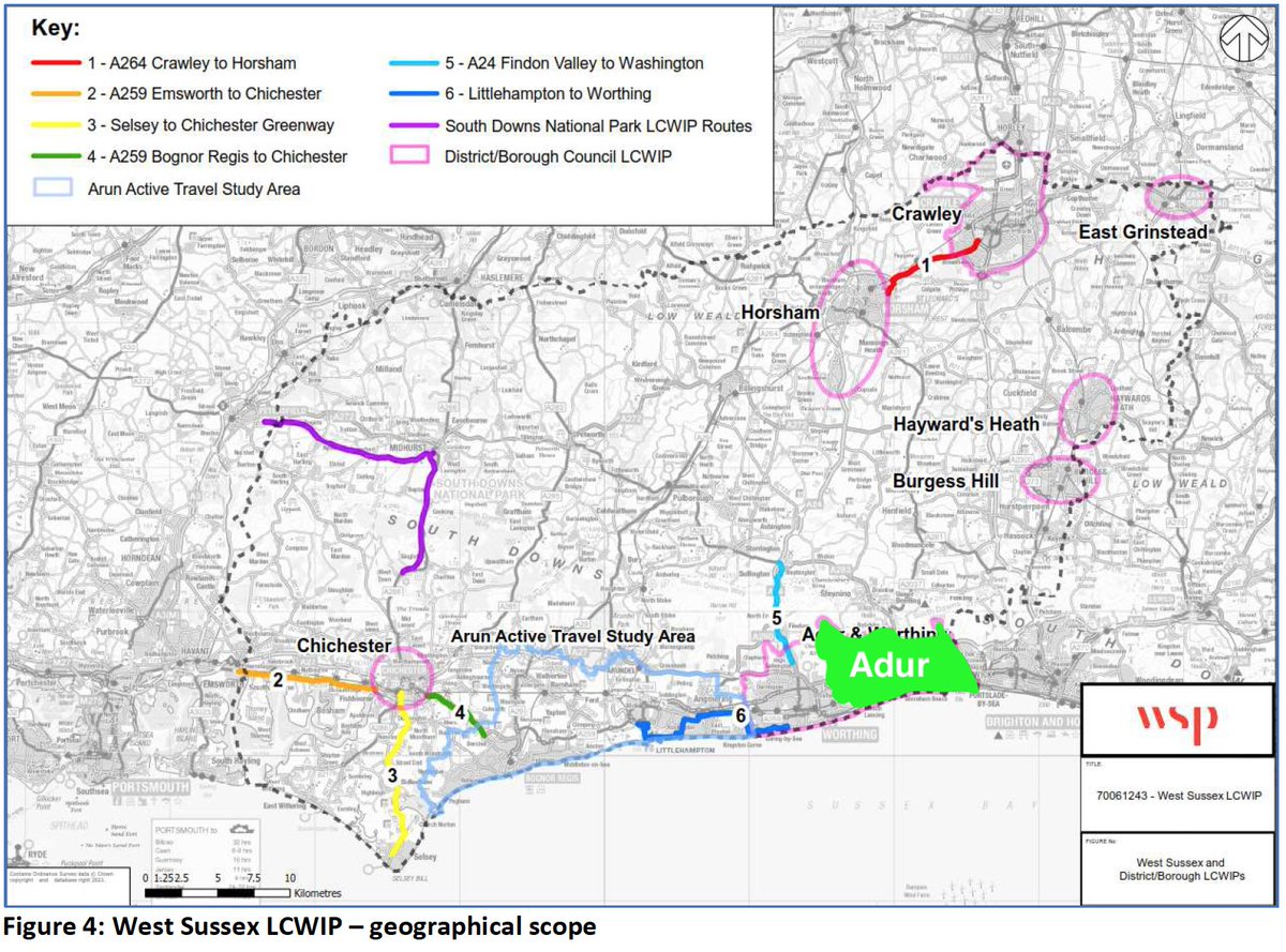 ShorehamByCycle's tweet photo. Map of @WSHighways' proposed priorities in its 13-year plan:
SIX priority cycle routes, but NONE in #Adur, despite:
- Shortage of safe cycle routes
- Expanding population needing safe ways to travel
- Significant travel to/from Brighton/Hove
Has @WSCCnews simply given up on Adur? https://t.co/jrnNGTex86