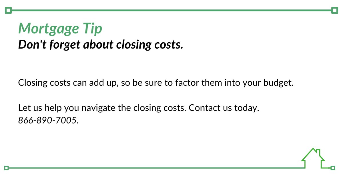 Mortgage Tip: Let us help you navigate the closing costs. Contact us today. #UnderstandingClosingCosts #BudgetingHelp #FinancialGuidance
