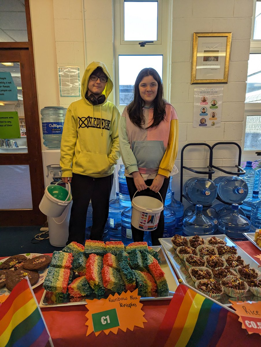 mercyinchicore's tweet photo. A great Stand Up Awareness week here in Mercy as usual! Lots of informative lessons and awareness raised about bullying! To end the week 300 euro was raised for BelongTo from our rainbow bake sale 🌈🌈 #standupawarenessweek https://t.co/PaHLiLe2bM