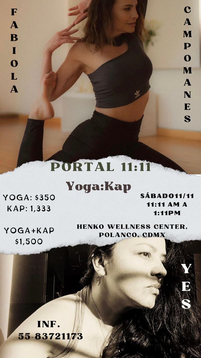 Mañana PORTAL 11:11 a las 11 am En HENKO wellness center YOGA:KAP Horacio 632 piso 3 Polanco, CDMX RESERVA y ELEVEMOS CUERPO/MENTE/ESPÍRITU 💫 @LaCampomanes 🤍