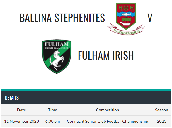 FinalWhistleIE's tweet photo. Today's @ConnachtGAA Club FC Quarter Finals:
Senior FC
@NaStiofanaigh v @FulhamIrish (6pm)
Junior FC
#Menlough v @Michaels_GAA (2pm)
More: https://t.co/oFj7yxtOaH https://t.co/DDEaLzlCf9