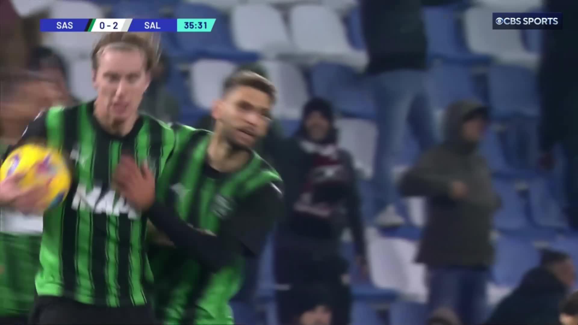 Right place, right time 💥Kristian Thorstvedt halves the deficit for Sassuolo 👏