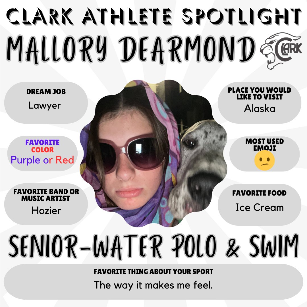 🐾🤽‍♀️🏊‍♀️ Mallory is a part of our Water Polo and Swim Teams and here is what Coach Segrest had to say about her. Mallory has started her final year of swimming with PRs in almost every event from all of her hard work this summer! We are excited for her senior year!