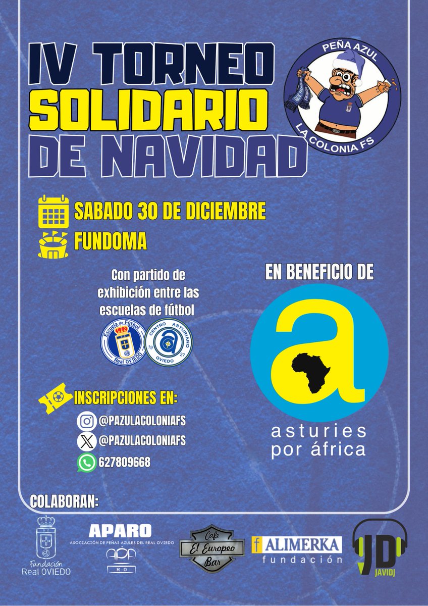 ATENCIÓN ‼️‼️‼️
¡Nos hace mucha ilusión anunciar la vuelta de nuestro Torneo Solidario de Navidad!

Después de los imprevistos de los últimos años podemos retomar esta magnífica iniciativa.
Será nuestro IV Torneo y todo lo recaudado irá destinado a la asociación <a href="/asturiesxafrica/">Asturies por África</a>