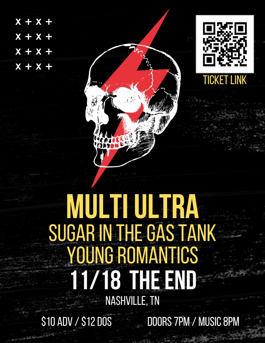 Multi Ultra | Rock Band (@multiultra_) on Twitter photo TOMORROW 11/18 AT THE END NASHVILLE w SUGAR IN THE GAS TANK AND YOUNG ROMANTICS
TICKET LINK: endnashville.com/event/multi-ul…
#multiultra #multiultraband #multiultramusic TOMORROW 11/18 AT THE END NASHVILLE w SUGAR IN THE GAS TANK AND YOUNG ROMANTICS
TICKET LINK: endnashville.com/event/multi-ul…
#multiultra #multiultraband #multiultramusic