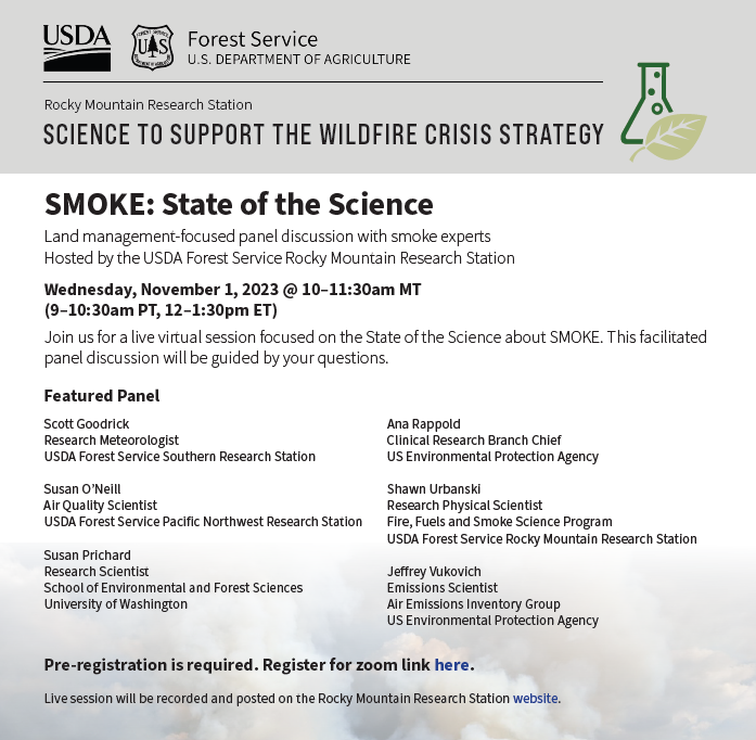 Southern Fire Exch. (@sefirescience) on Twitter photo The recording of the recent <a href="/usfs_rmrs/">Rocky Mountain Research Station</a> webinar "SMOKE: State of the Science" is now available on the
<a href="/forestservice/">USDA Forest Service</a> website: fs.usda.gov/research/rmrs/… The recording of the recent <a href="/usfs_rmrs/">Rocky Mountain Research Station</a> webinar "SMOKE: State of the Science" is now available on the
<a href="/forestservice/">USDA Forest Service</a> website: fs.usda.gov/research/rmrs/…