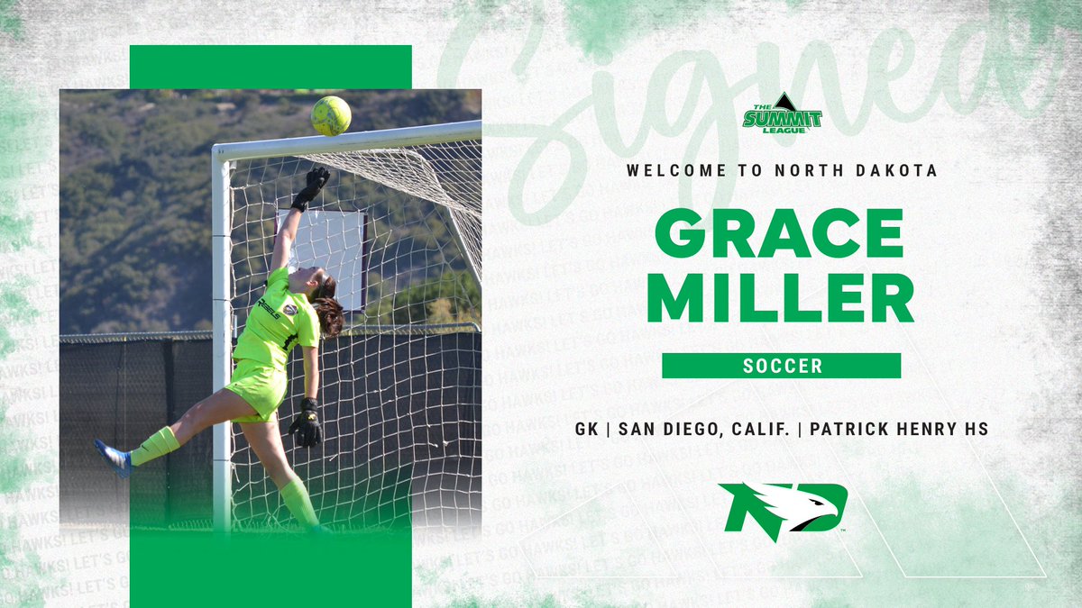 We are excited to welcome Grace Miller to UND! · Recorded 9 shutouts and a .747 GAA last season · Led Patrick Henry HS to its first San Diego CIF and Eastern League Championships · San Diego City League Second Team All-Conference GK · Member of Rebels SC 06 ECNL #UNDproud | #LGH