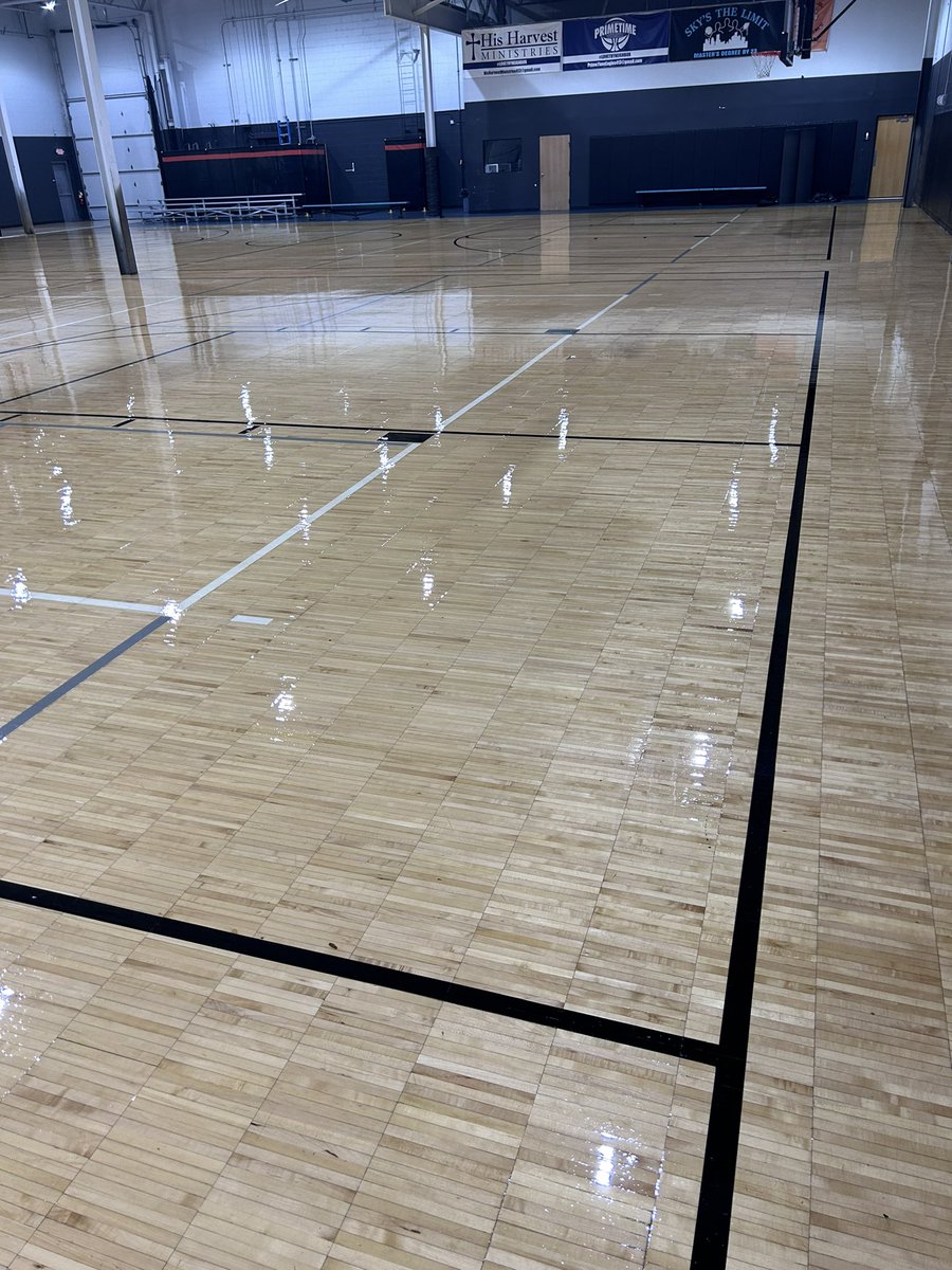 We’re closed today and tomorrow as we had our floors redone. See you Sunday. 

Very few things as pretty as fresh polyurethane on basketball courts