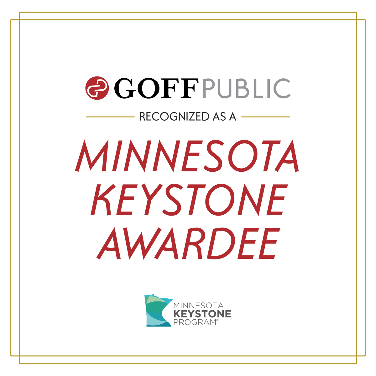 Goff Public (@goffpublic) on Twitter photo Goff Public is proud to have been selected as a 2023 <a href="/MNKeystone/">Minnesota Keystone</a> honored company! The <a href="/MplsChamber/">Minneapolis Regional Chamber</a>'s Keystone Program unites and celebrates organizations that exemplify Minnesota’s spirit of generosity and community through charitable giving. Goff Public is proud to have been selected as a 2023 <a href="/MNKeystone/">Minnesota Keystone</a> honored company! The <a href="/MplsChamber/">Minneapolis Regional Chamber</a>'s Keystone Program unites and celebrates organizations that exemplify Minnesota’s spirit of generosity and community through charitable giving.