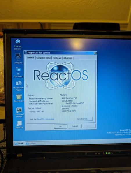 reactos's tweet image. #ReactOS LiveCD runs on IBM ThinkPad T42!
Sound works, too!
Test: nightmare rarity