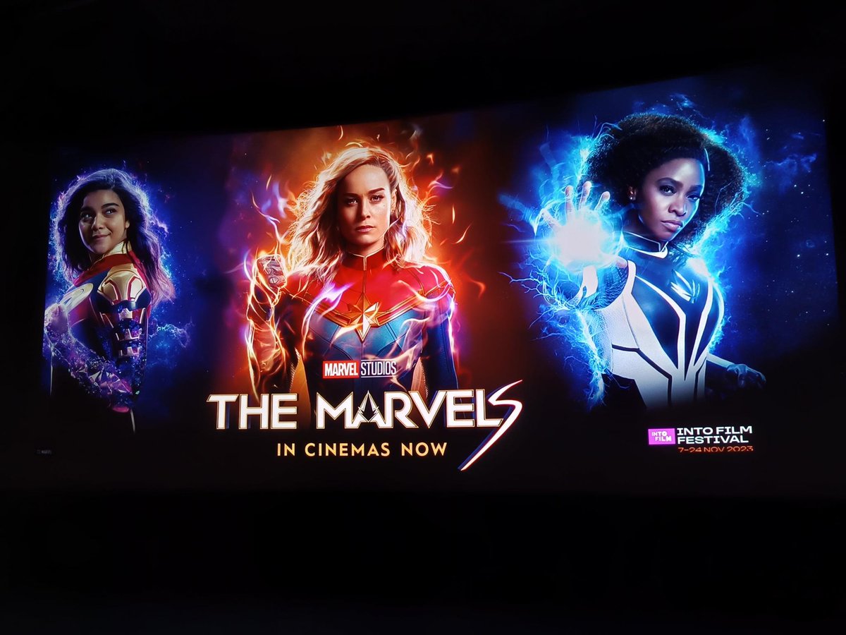 intofilm_edu's tweet photo. What a week at the #IntoFilmFestival!🎬

We finished our first Festival week with a special screening of #TheMarvels, which inspired such excitement amongst the learners this morning🎥

The reviews? 'Amazing', 'Epic', and 'Wow'!🌟 @Disney_UK @MarvelUK https://t.co/sExu26Hvq1