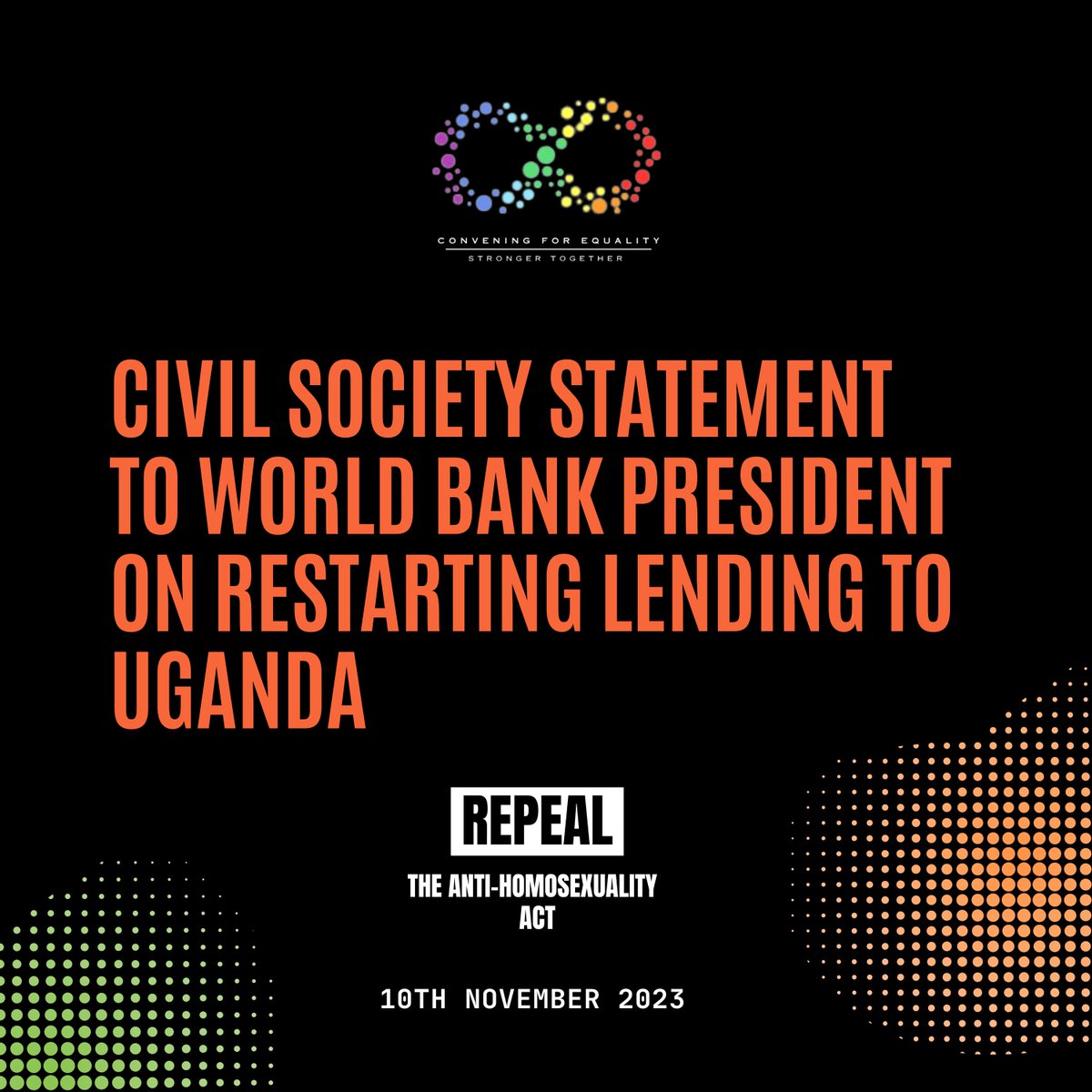 🧵 Over 100 Civil Society Organisations from around the world have written to the @WorldBank President Ajay Banga urging him not to restart the Bank’s lending to Uganda as the country continues to aggressively enforce its draconian, anti-human rights legislation; the AHA . /1