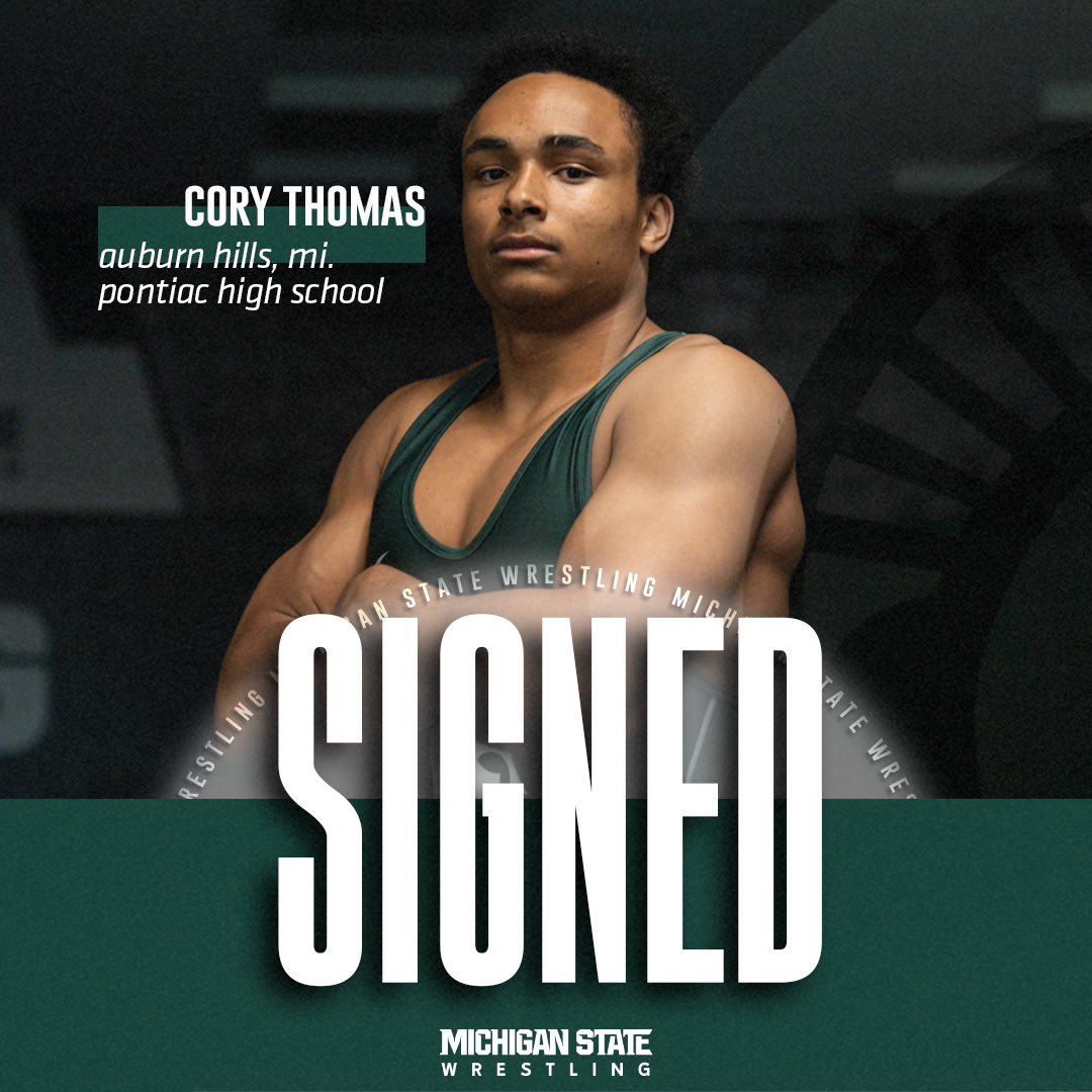 MSU_Wrestling's tweet image. Signed ✍️ 

Please join us in welcoming Cory Thomas to the Spartan Wrestling Family! 

#GoGreen