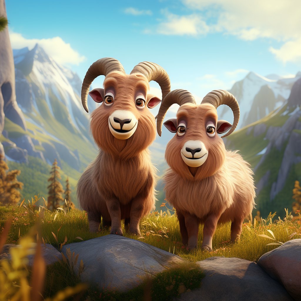 So würden unsere Steinböcke Gian und Giachen aussehen, wenn sie die Hauptrolle in einem Pixar-Film spielten. 😆 Wir finden: eine süsse Mischung aus Bergziege und Murmeltier.