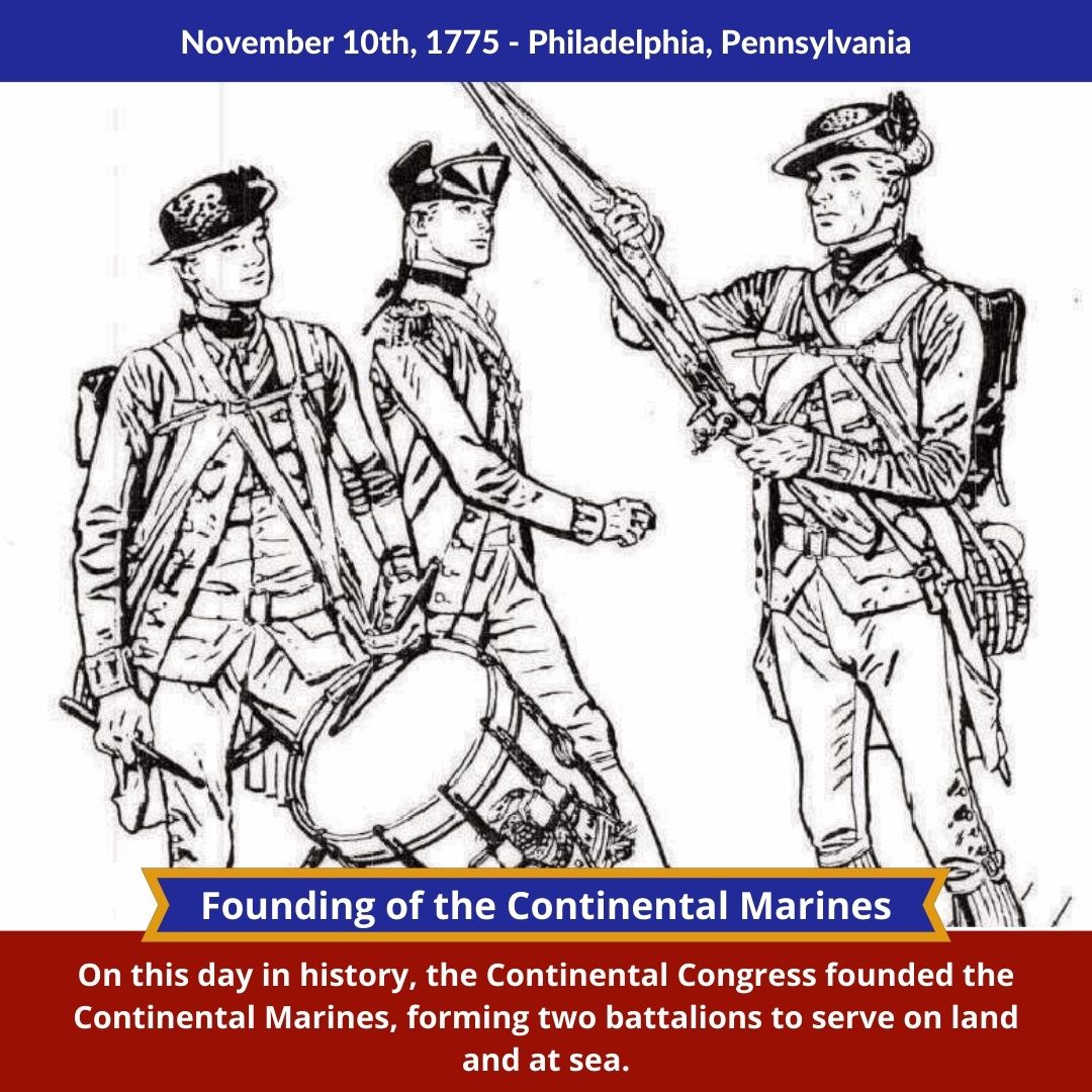 Having recently ordered the creation of the Continental Navy a month earlier, the natural need for an amphibious infantry arose - and thus the Continental Marines were born. 

#usmarinecorps #Usmilitary #AmericanRevolution #18thcentury #USNavy #Navyhistory #Marinecorpshistory