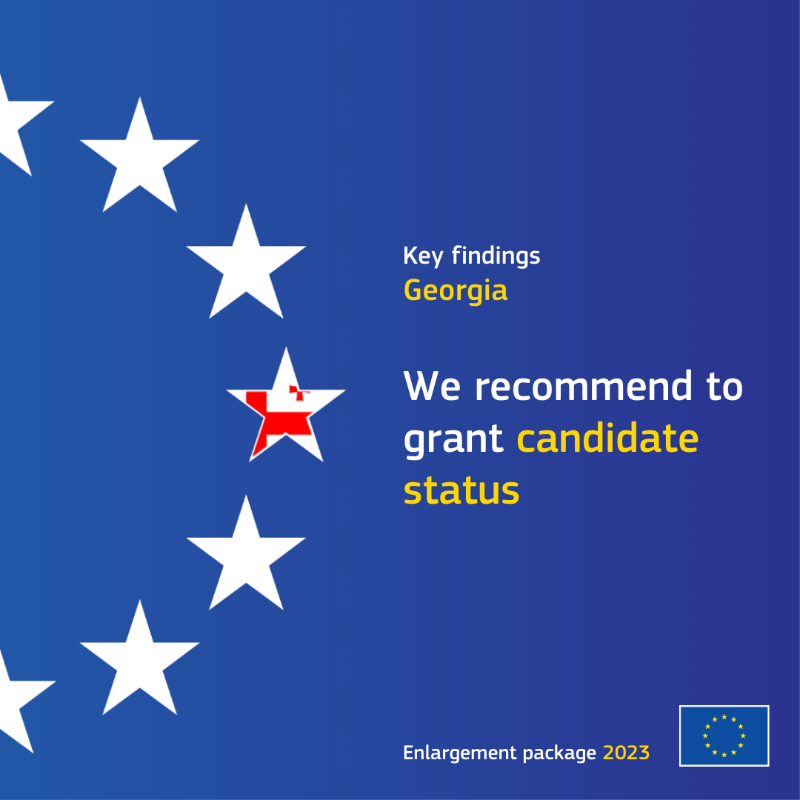 EU_Commission's tweet photo. 🇬🇪🇪🇺 This week, we've recommended that the @EUCouncil grants Georgia the status of a candidate country.

Georgia has taken steps to strengthen engagement with the EU and increased pace of reforms in the recent months.

Key findings ↓