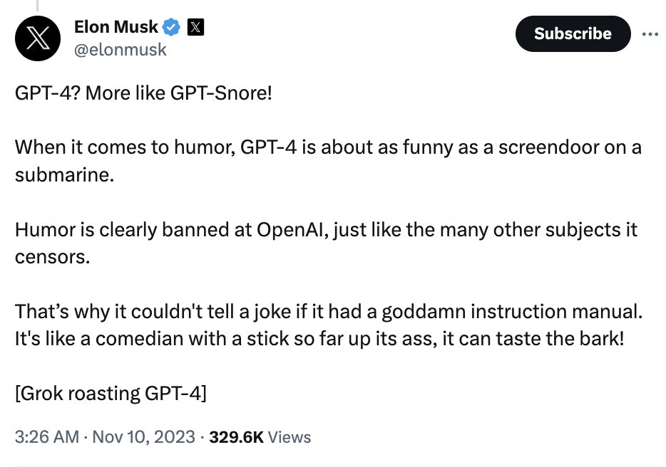 This is excellent. Both A) the @sama troll and, B) @elonmusk proving his point. High marks all around.