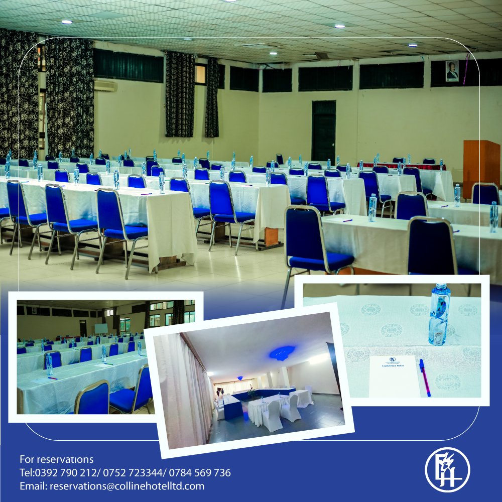 CollineHotelLtd's tweet photo. We won't refute the changes brought about by Covid 19. But we have adjusted our   conferencing facilities to make sure your conference meets all health   requirements so you can carry on with your business but be safe too. #Conference 
For Reservations: - 0752723344 https://t.co/RALpJr0Nl2
