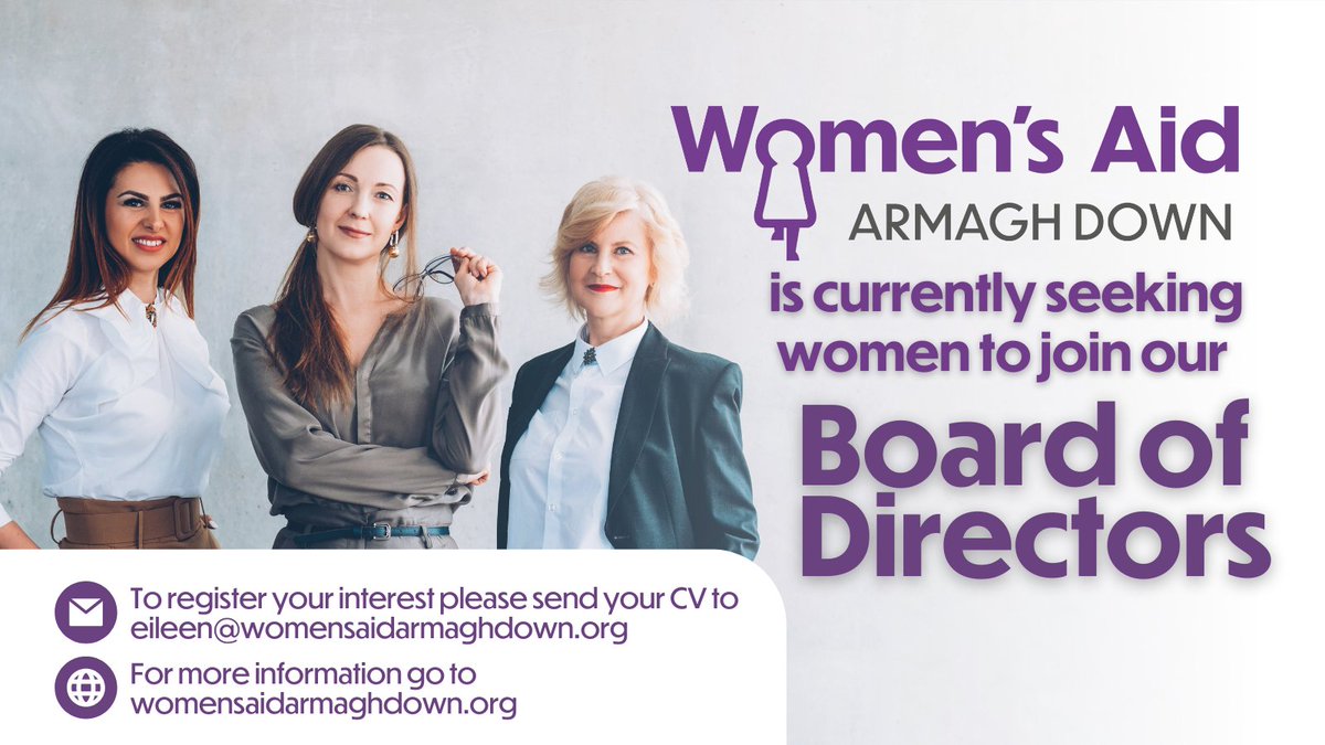 🔎We are recruiting for new Board Members 🔍

For more information go to  womensaidarmaghdown.org/join-our-team/

#DomesticAbuse #MakeADifference #bethechange #kindness #hope #support #charity #womensaid #women #safetysupporthope #waad40