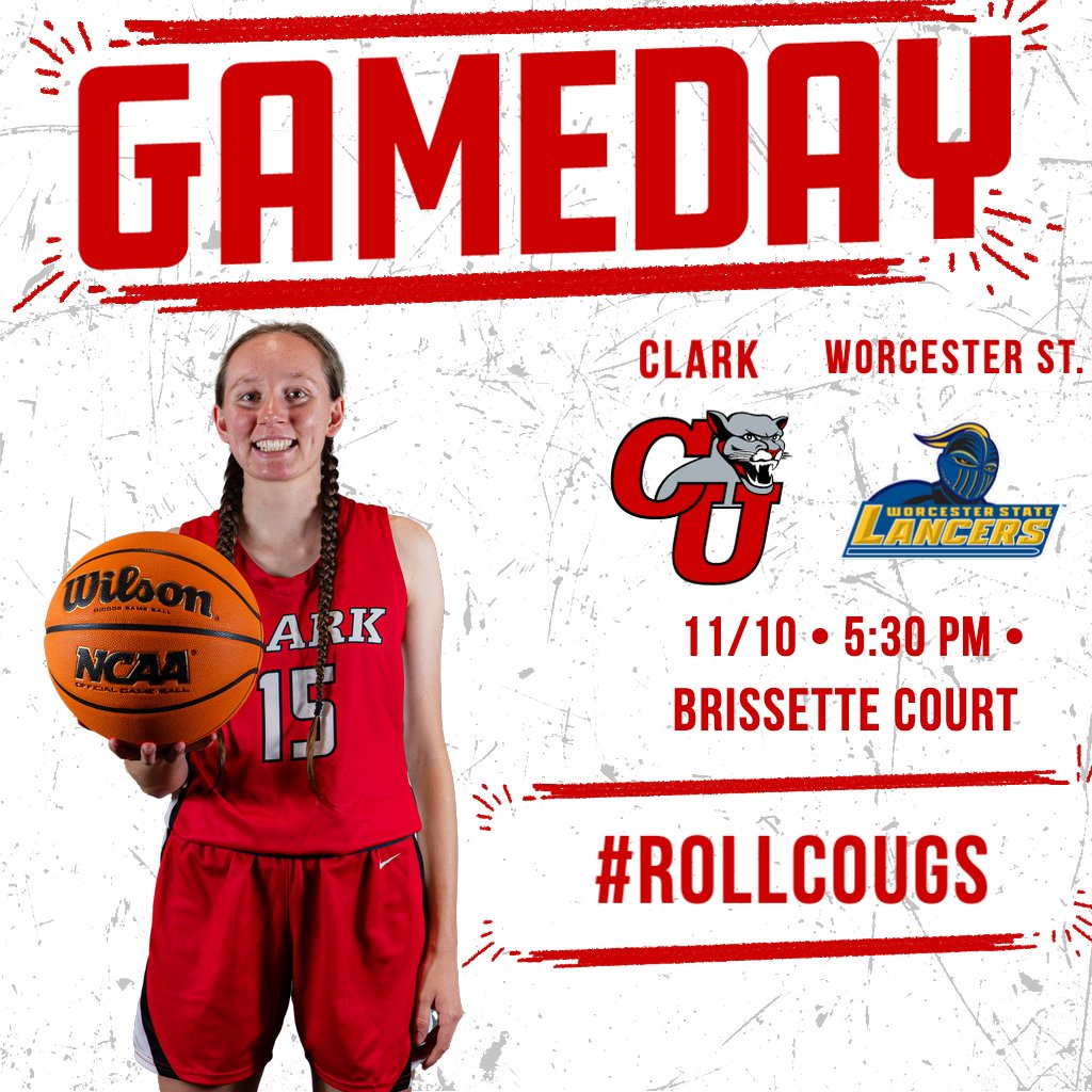ClarkAthletics's tweet photo. It's GAMEDAY!! Women's Basketball opens the 2023-24 campaign tonight in the Worcester City Tip-Off against Worcester State!

⏰ 5:30 p.m.
📍 Brissett Court
📹 https://t.co/L7V5WggfX6
📊 https://t.co/oII78CSLjG

#RollCougs https://t.co/cDouWQTS2b
