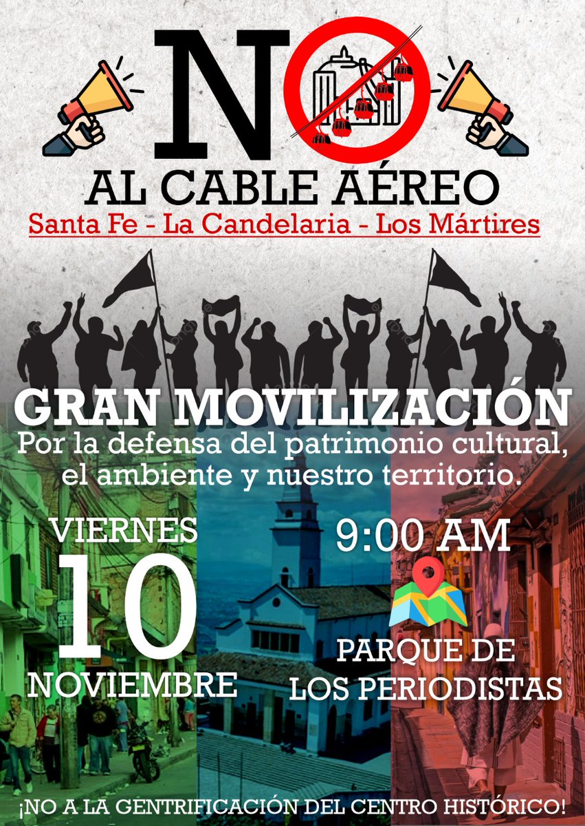 PizarroMariaJo's tweet photo. Mientras uno de cada cuatro hogares de Bogotá pasa hambre, la alcaldesa nos quiere clavar un cable aéreo totalmente innecesario sobre el Centro Histórico. No podemos permitir que destruyan el patrimonio de la ciudad

#NoalCableAéreoenelCentrodeBogota https://t.co/OXyjVRWKoa