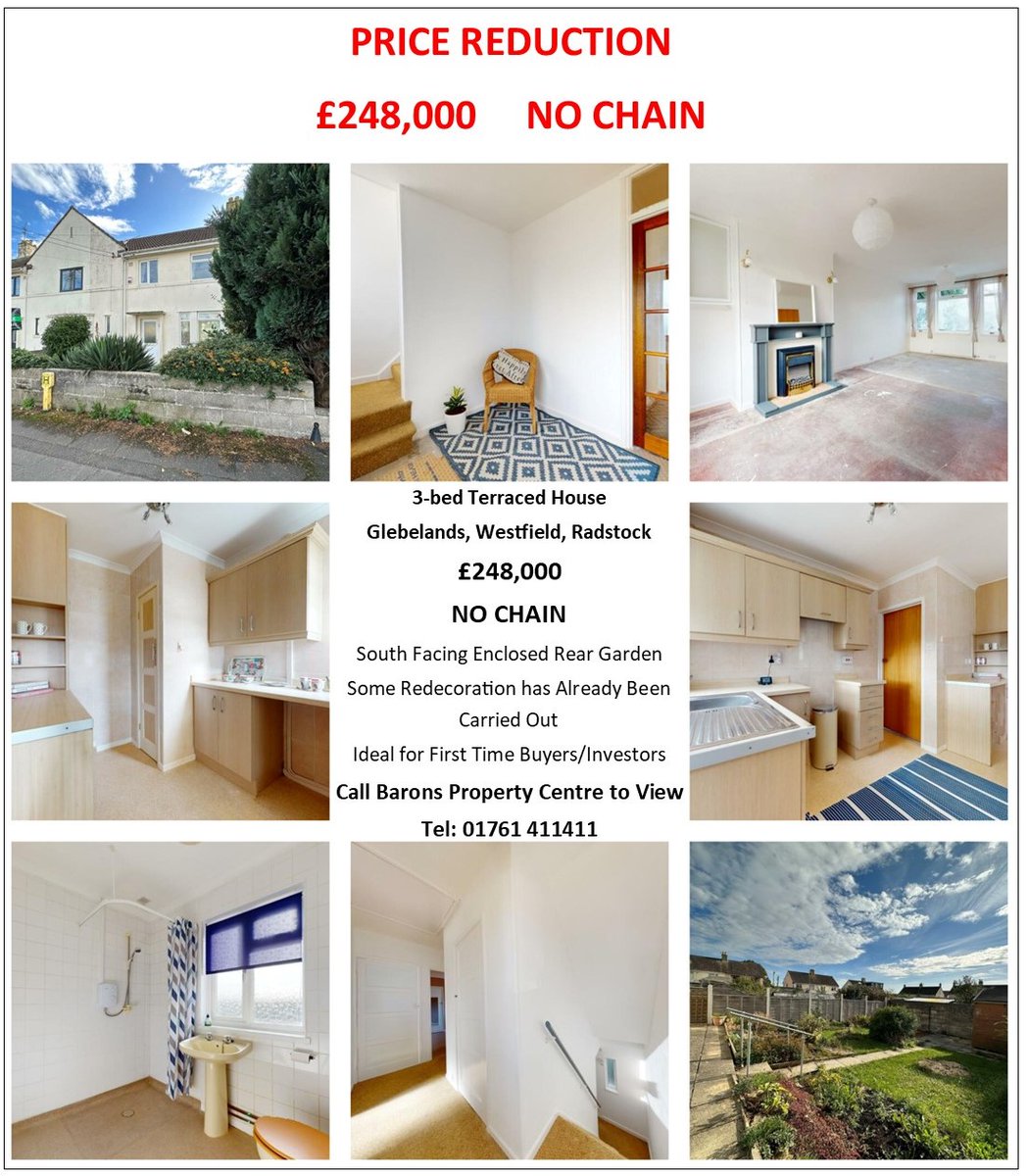 SheenaRussell's tweet image. Price Reduction * £248,000 * NO CHAIN
baronsproperty.co.uk/property-for-s…

#Radstock #MidsomerNorton #Bath #houseforsale